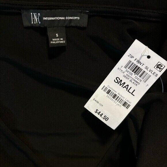 INC International Concepts Women's Sleeveless Black 1/4-Zip Top NWT