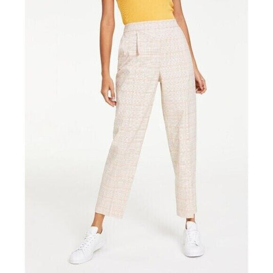 BAR III Women's Light Beige Plaid Pull-On Ankle Pants NWT.