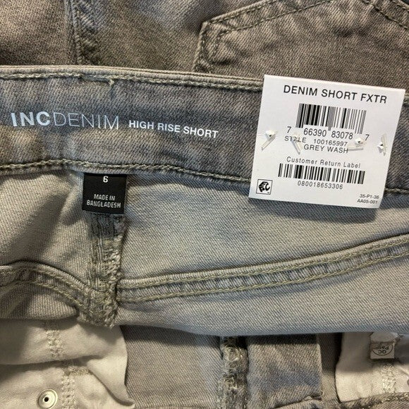 I.N.C. International Concepts Grey High Rise Frayed Hem Denim Shorts NWT