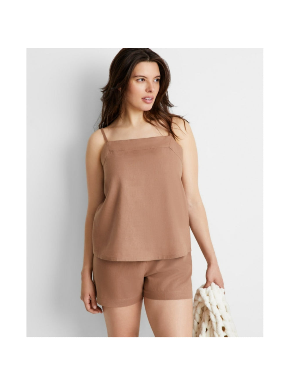 State of Day Women's Brown 2-Pc. Sleeveless Linen Pajamas Set NWT
