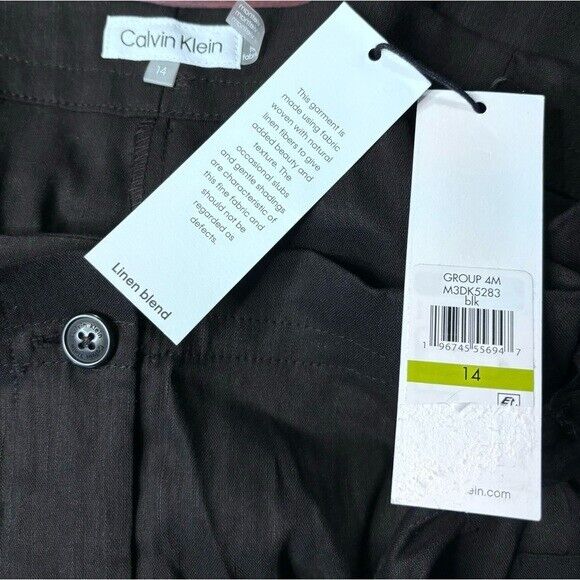 CALVIN KLEIN Women's High-Rise Tie-Waist Pants, Black NWT