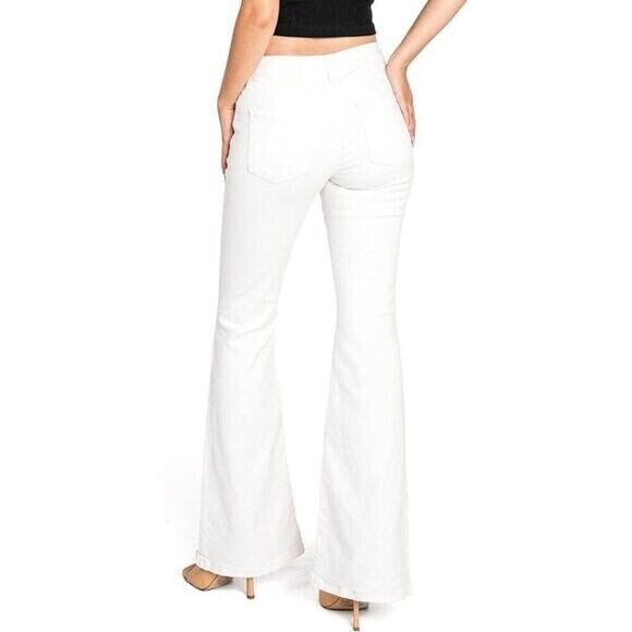 Tinsel Juniors Mid Rise White Denim Flare Jeans NWT