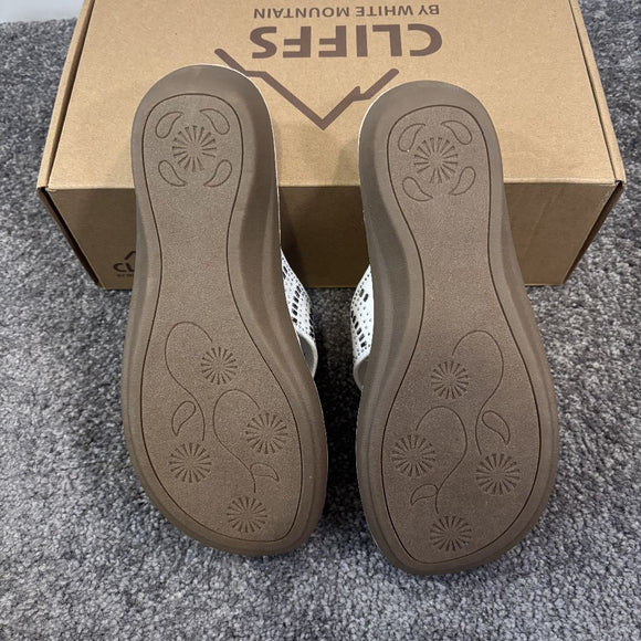 Cliffs by White Mountain Cienna Women's 9.5W White Comfort Beaded Sandals NIB