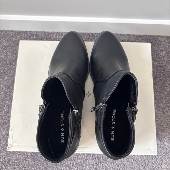 Sun + Stone Women's 7.5 Black Adelinee Double Zip Ankle Booties / Boots NIB