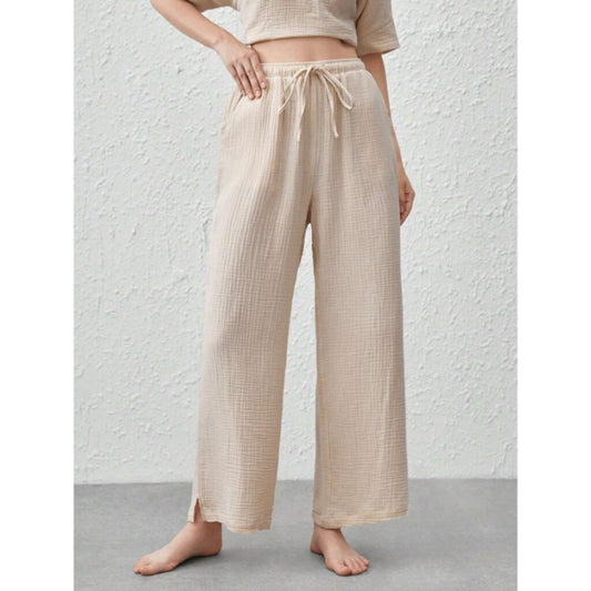 SHEIN Women's Medium Leisure Relaxed Fit Elastic Waist Cotton Crepe Pants NIB