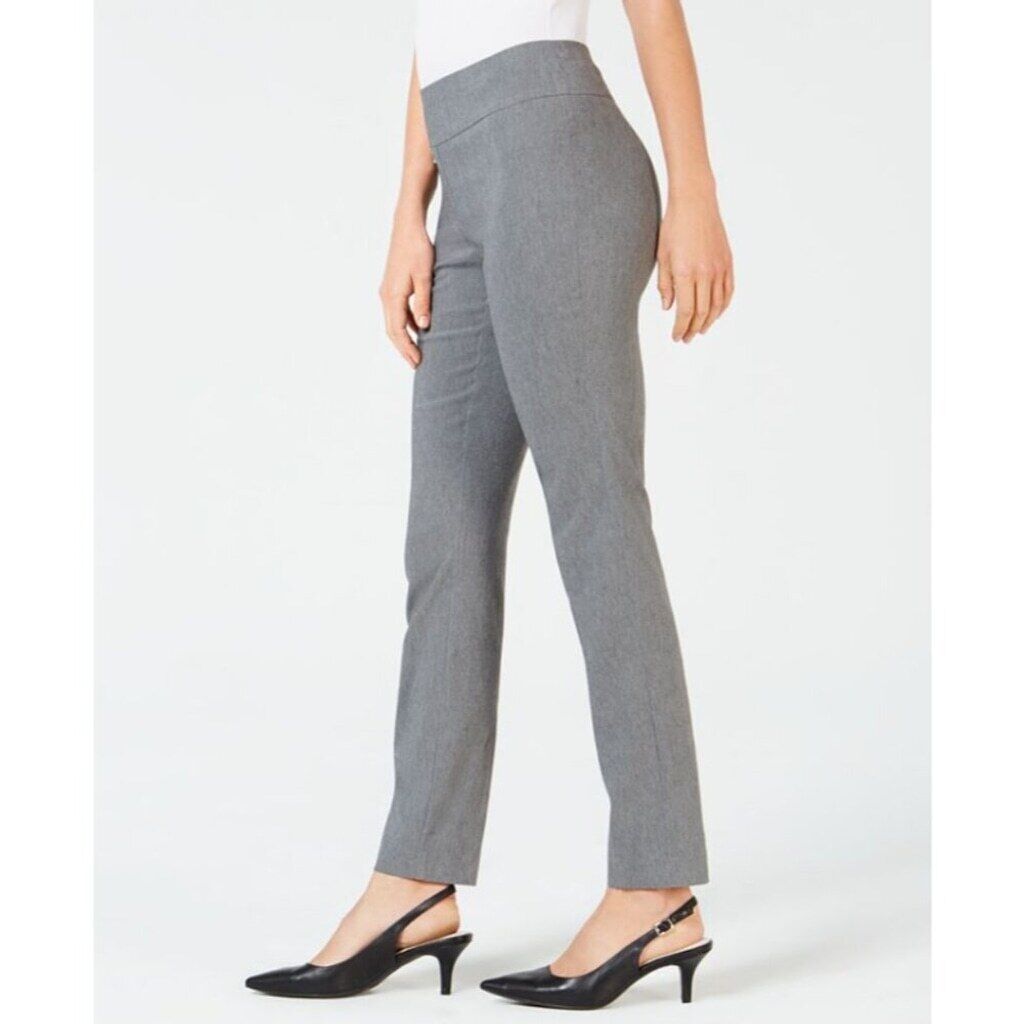 Alfani Women's Short (Petite) Grey Tummy-Control Pull-On Skinny Dress Pants NWT