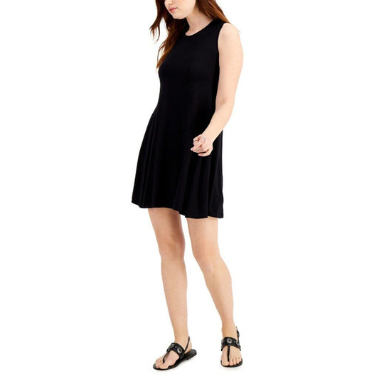 Style & Co. Small Petite Black Sleeveless Mini Casual Knit Dress NWT