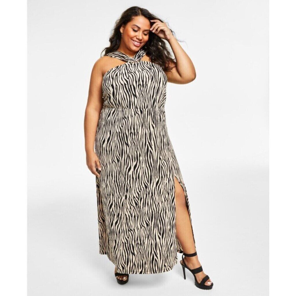 I.N.C. International Concepts Plus Size Zebra Printed Halter Dress NWT