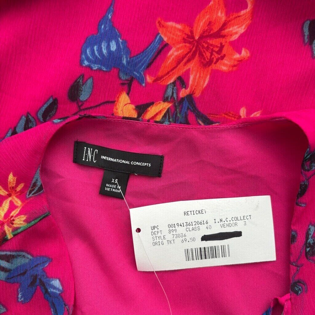 INC International Concepts Women's Pink Lace-Up Ruffle-Sleeve Blouse NWT