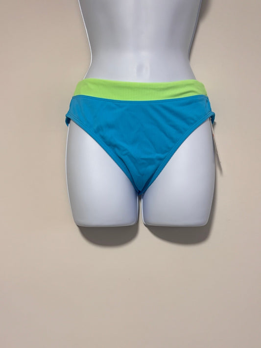 Salt + Cove Size Small Blue & Lime Green High Waisted Bikini Bottoms NWT
