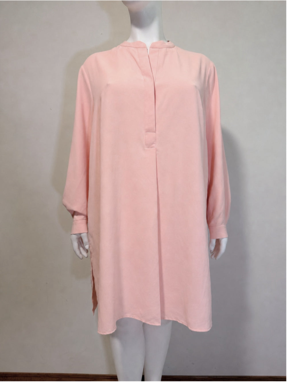 Anne Klein Plus Size 3X Pink Long Popover Tunic Top w/ Long Sleeves NWT