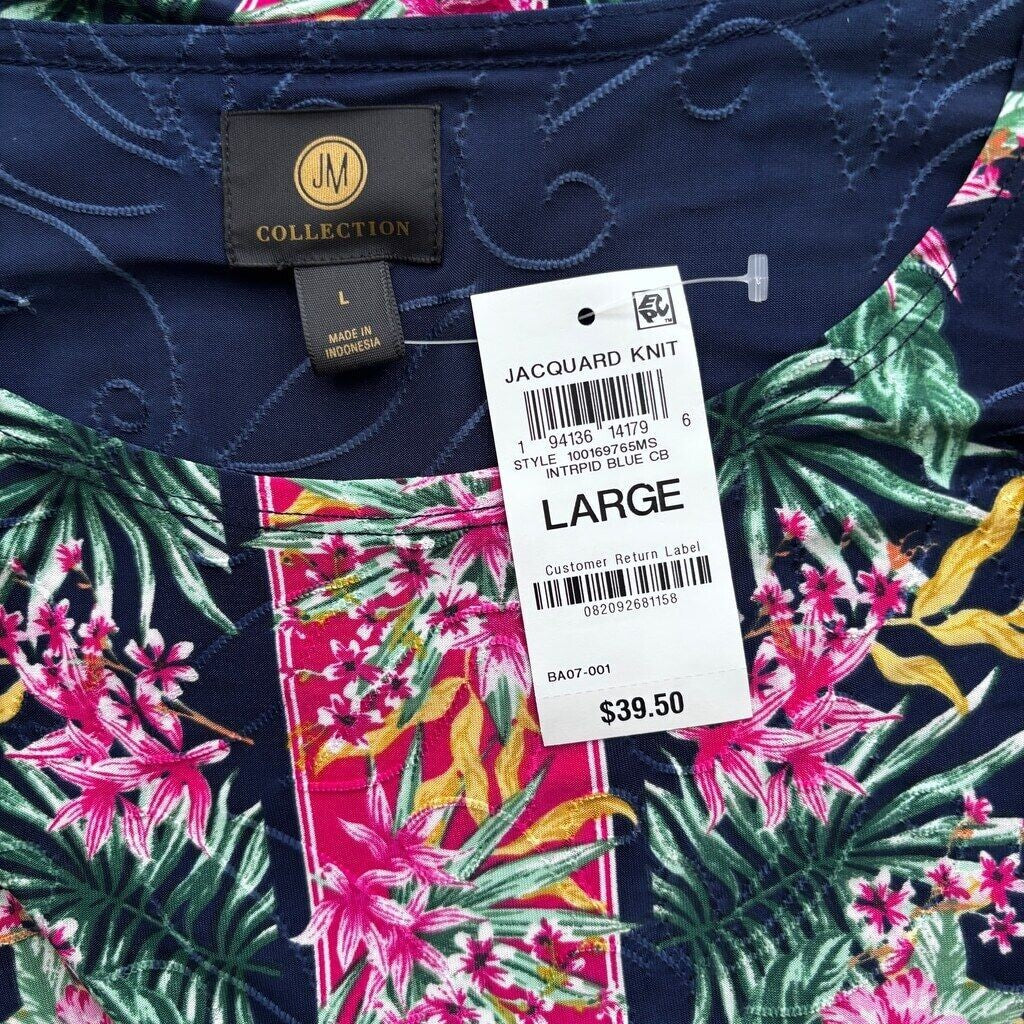 JM Collection Women's Tropical Runway Jacquard Tunic Top NWT