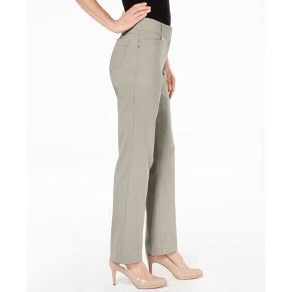 JM Collection Petite Tummy-Control Curvy Fit Light Beige Dress Pants NWT
