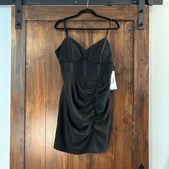 EMERALD SUNDAE XXL Black Bustier Bodycon Dress with Sheer Panels NWT