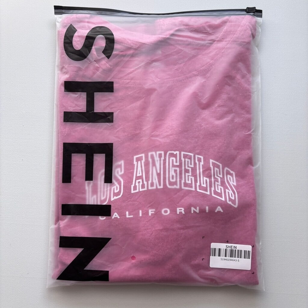 SHEIN Women's Los Angeles California Pink Graphic Oversized T-Shirt Top NIB