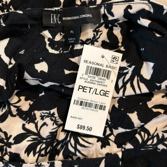 I.N.C. INTERNATIONAL CONCEPTS Petite Floral Printed White & Black Maxi Dress NWT