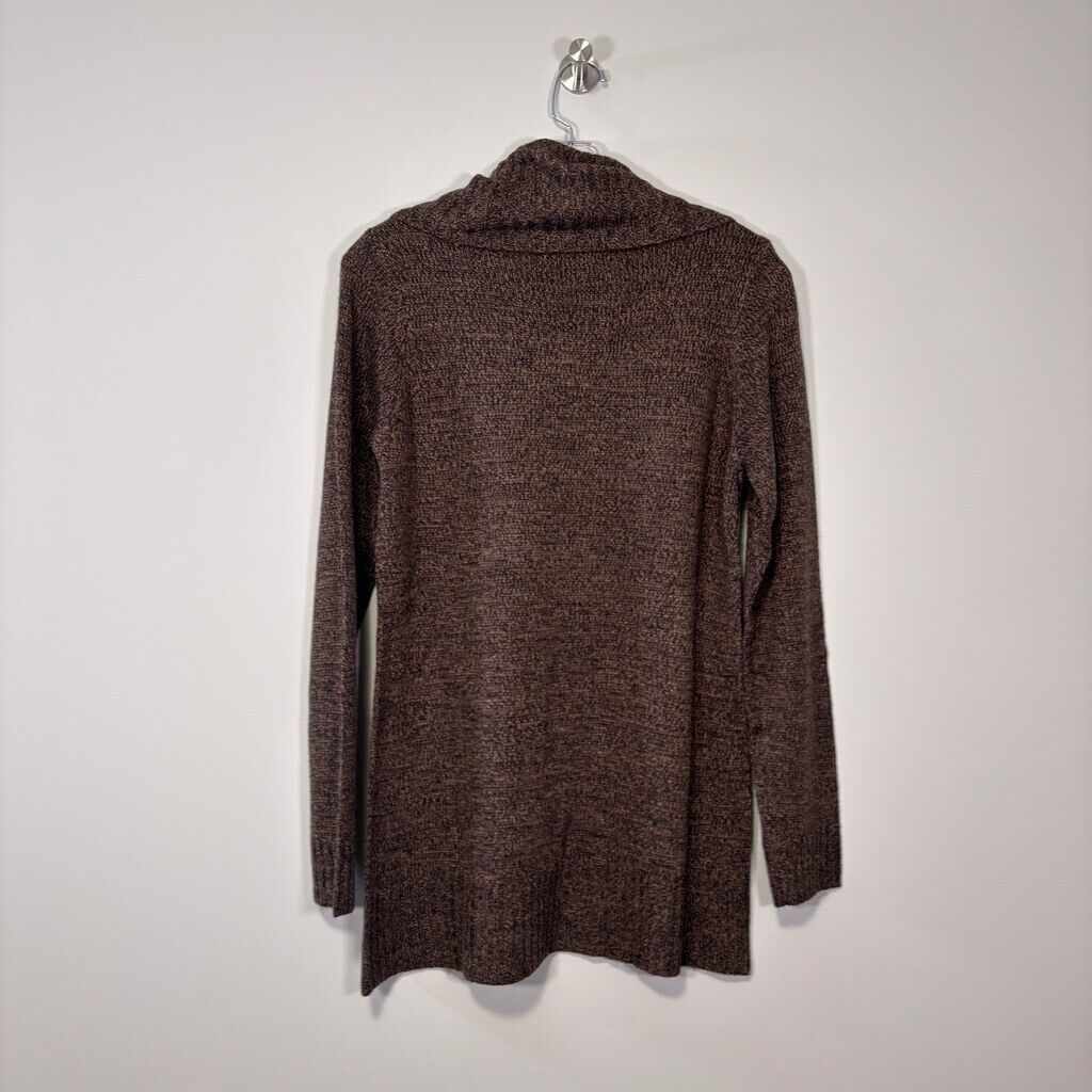 Karen Scott Women's Small Brown Chunky Knit Cowlneck Seamed Sweater NWT
