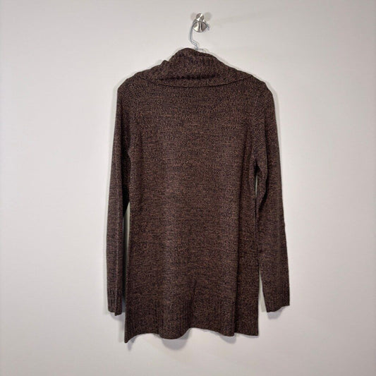 Karen Scott Women's Small Brown Chunky Knit Cowlneck Seamed Sweater NWT