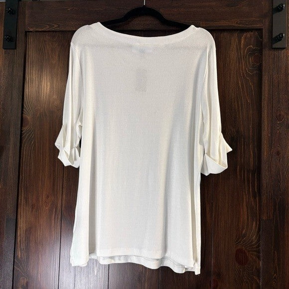 Karen Scott Plus Size 0X Cotton Elbow-Sleeve Top NWT