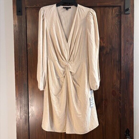 I.N.C. International Concepts Women's Sparkly Linen Twist-Front Dress NWT