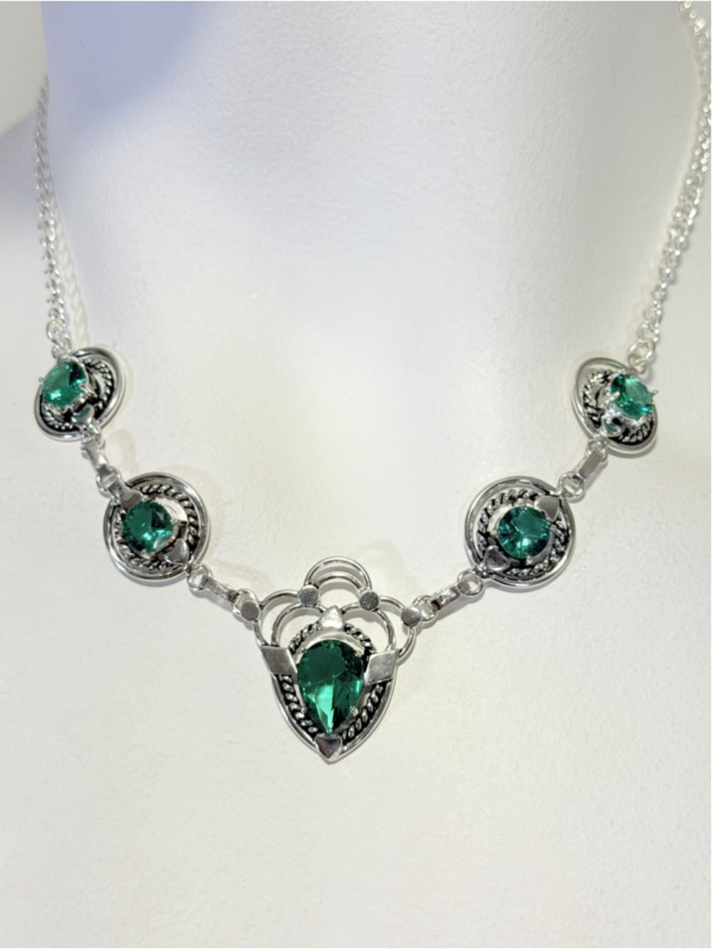 Mint Tourmaline Handmade Gemstone 925 Silver Jewelry Necklace 18'' NWT