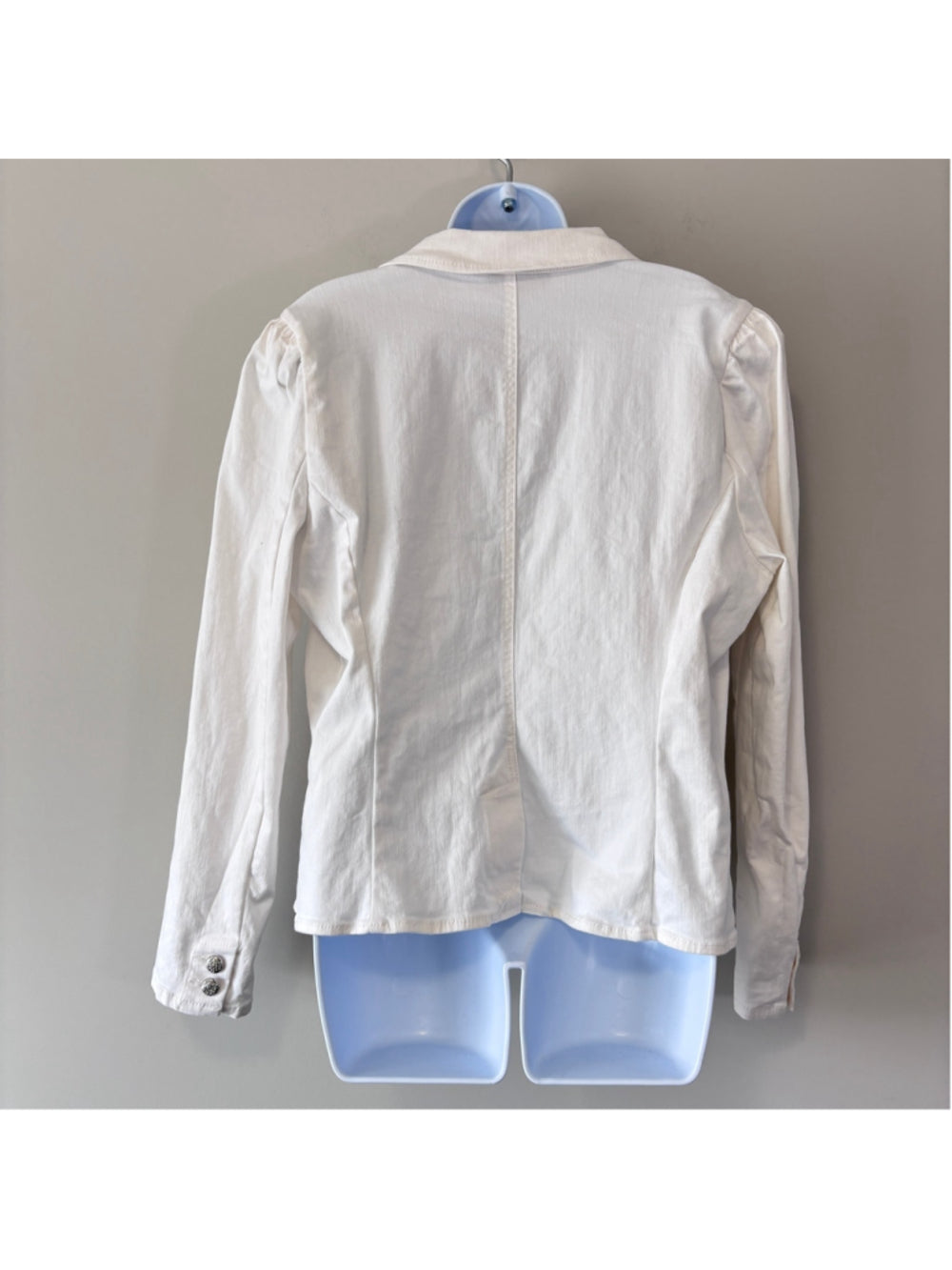 INC International Concepts Size Medium Puff-Sleeve White Denim Blazer Jacket NWT