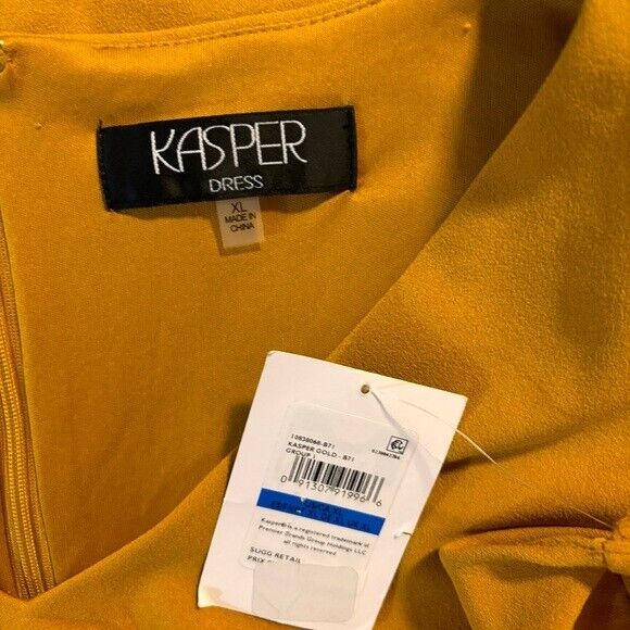KASPER Women's Flutter-Sleeve Yellow/Gold Sheath Dress NWT