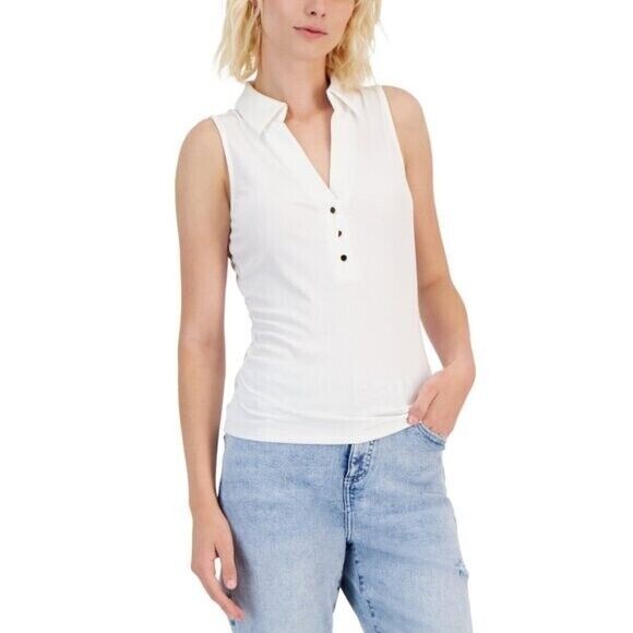 I.N.C. International Concepts Women's White Ribbed V-Neck Tank Top NWT