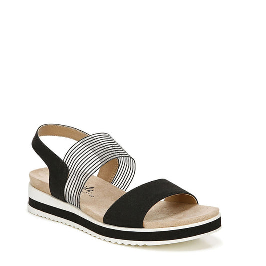 LifeStride Women's Size 8 Black Round Open Toe Wedge Slingback Sandals NIB