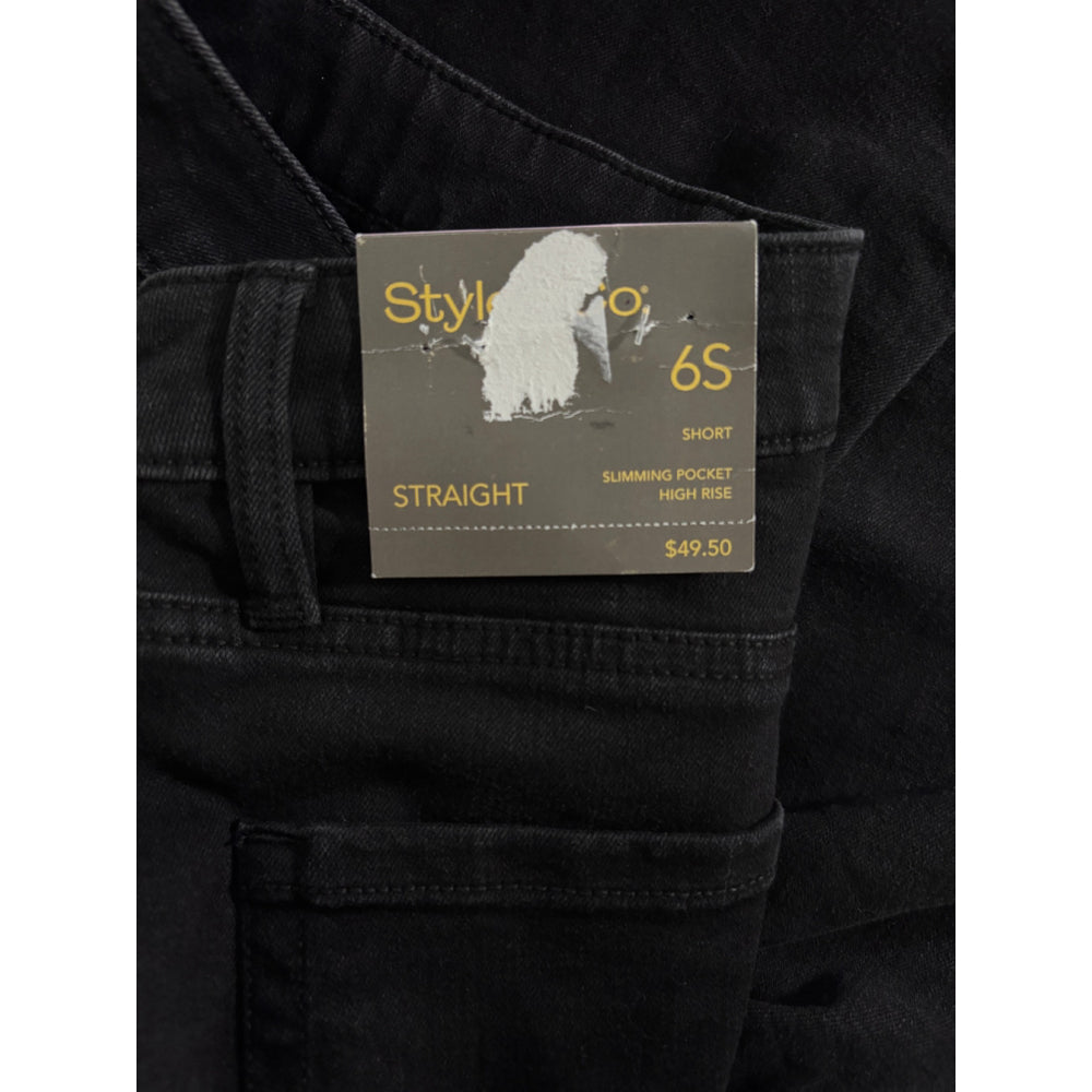 Style & Co Women's 6 Black High-Rise Straight-Leg Jeans NWT