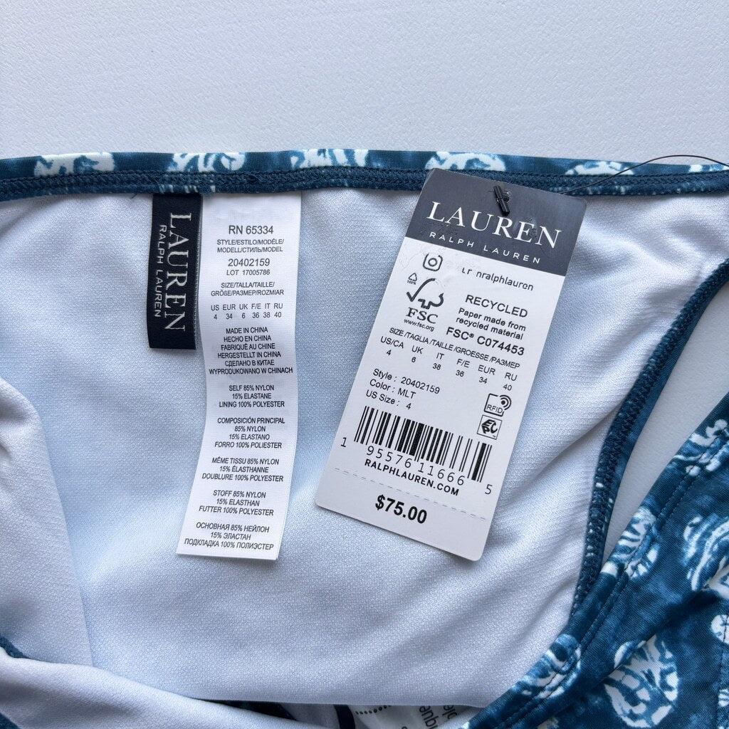 Ralph Lauren Women's Size 4 Blue Side-Tie Hipster Bikini Bottoms NWT