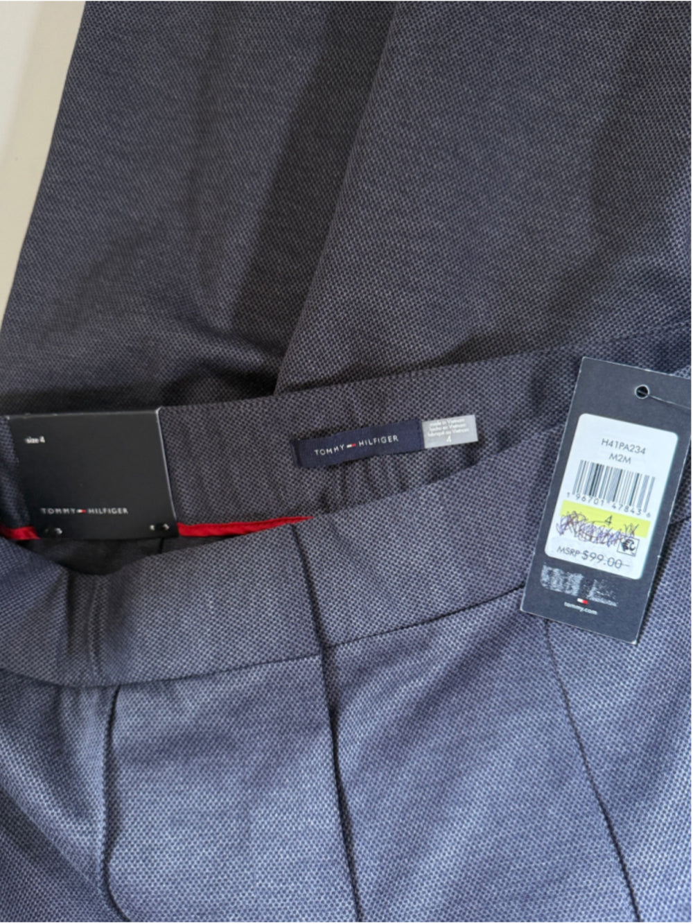 Tommy Hilfiger Size 4 Navy Blue Mid-Rise Pintucked Front Ankle Dress Pants NWT