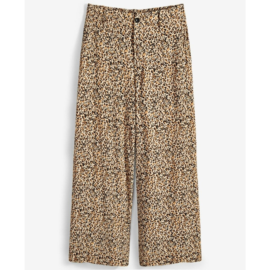 On 34th Women's Medium Beige Leopard Animal Printed Wide-Leg Pants NWT