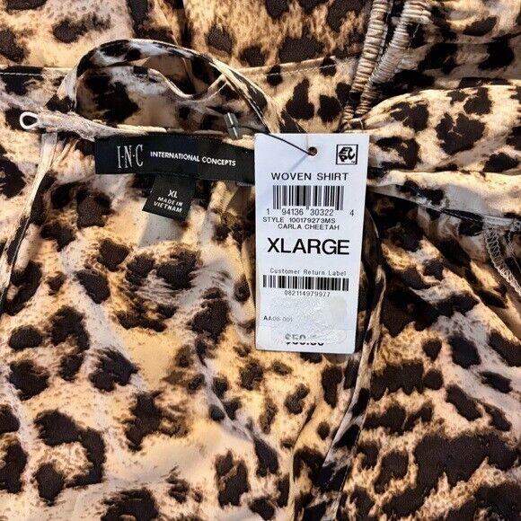 I.N.C. INTERNATIONAL CONCEPTS Women's Printed Long-Sleeve Silky Halter Top NWT