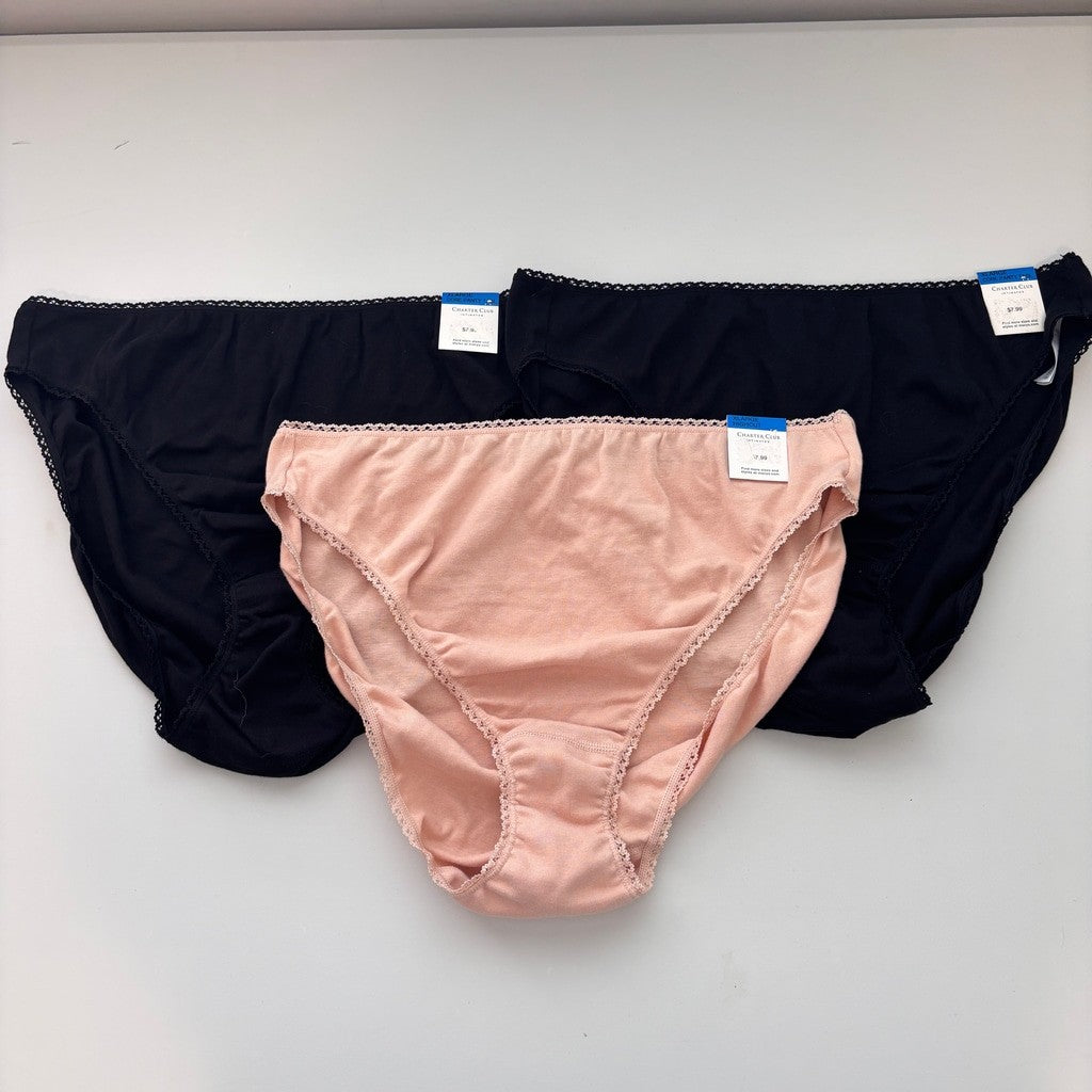 Charter Club Women's Size XL 100% Cotton 3 Mix Pack of Brief Underwear NWT XL45