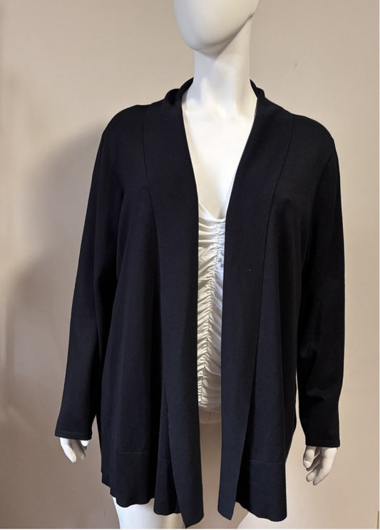 JM Collection Plus Size 3X Black Plus Size Open-Front Cardigan Sweater NWT
