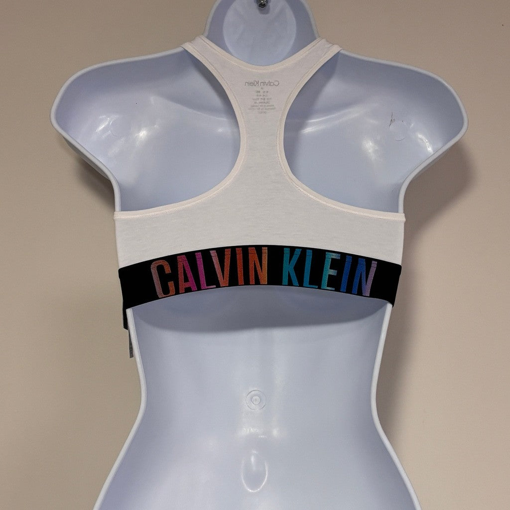 Calvin Klein Size Medium White Racerback Logo Bralette / Loungewear NWT