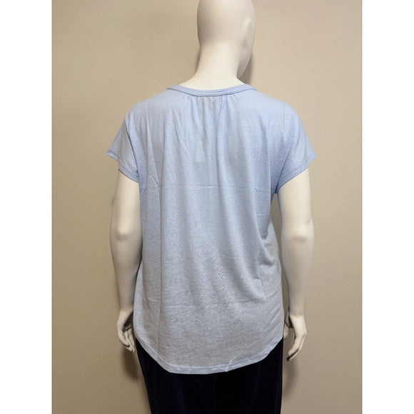 Style & Co Plus Size 2X Light Blue Henley Short Sleeve Split Neck Top NWT