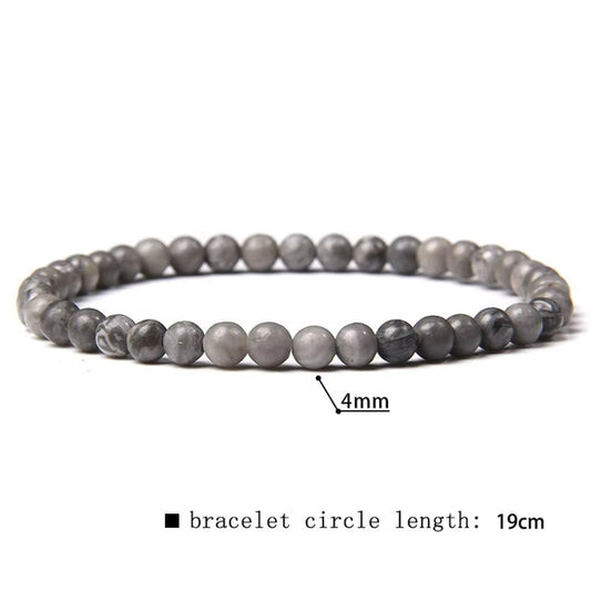 4mm Map Stone Stretchy Gemstone Beaded Bracelet / Jewelry NWT