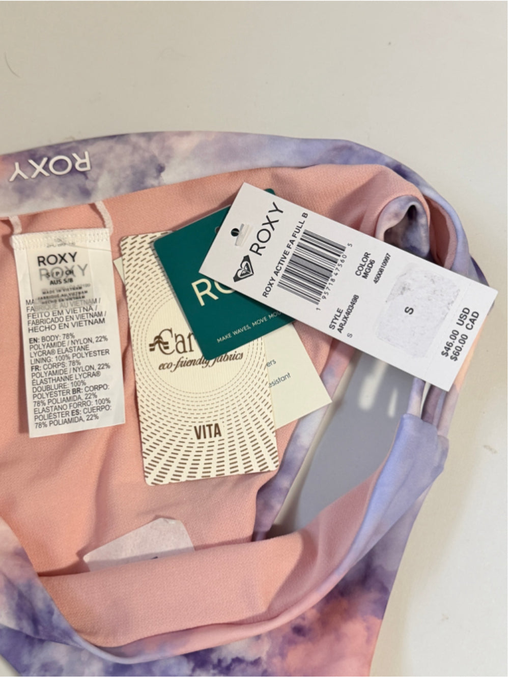 Roxy Size Small Could Tie-Dyed Pink & Purple Bikini Bottoms NWT