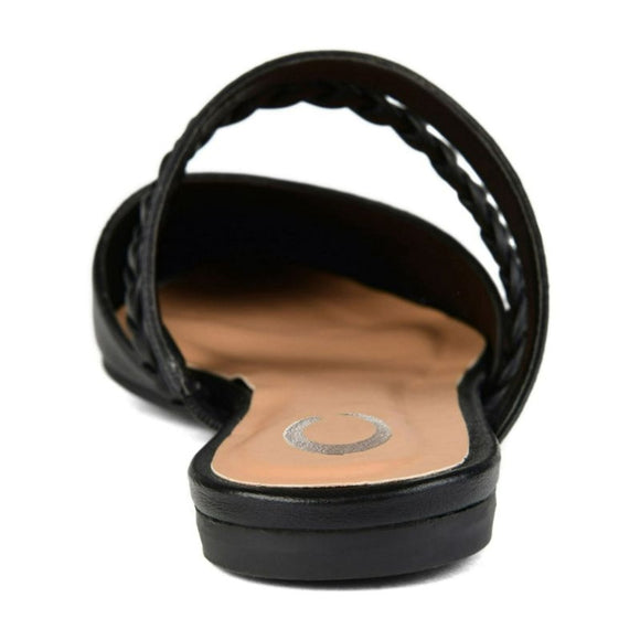 Journee Collection Women's Size 9 Black Olivea Braided Slides / Sandals NIB