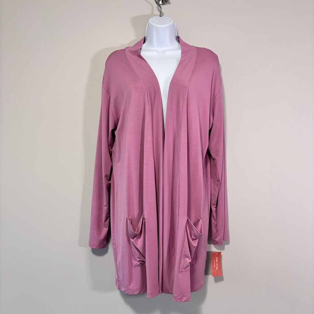 State of Day Women's Purple Knit Open Front Pajama / Lounge Cardigan NWT