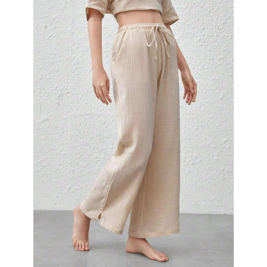 SHEIN Women's Medium Leisure Relaxed Fit Elastic Waist Cotton Crepe Pants NIB