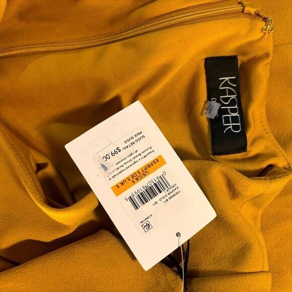 KASPER Women's Flutter-Sleeve Yellow/Gold Sheath Dress NWT