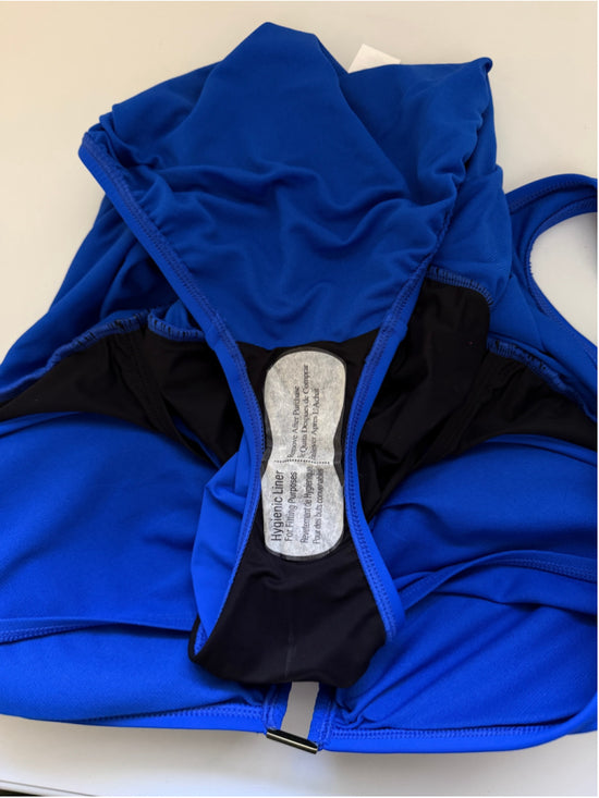 Ralph Lauren Women's 16W Plus Size Blue Ruched One-Piece Swimsuit NWT