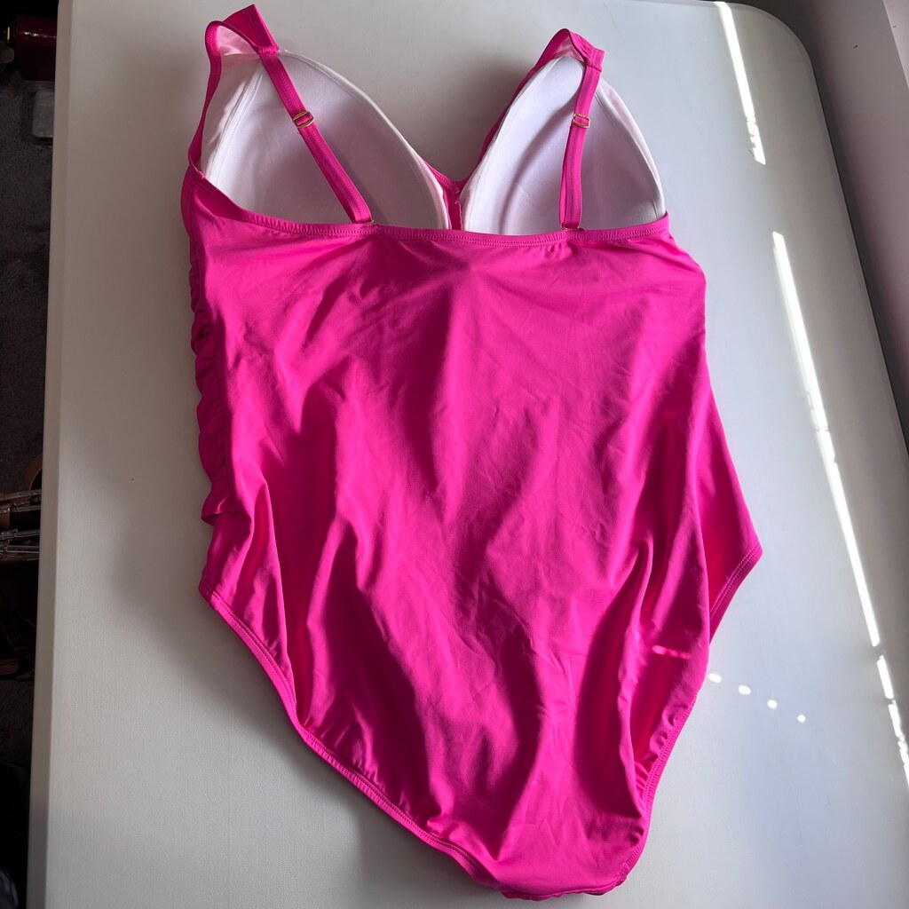 Bleu by Rod Beattie Plus Size Women's Hot Pink Ruched One-Piece Swimsuit NWT