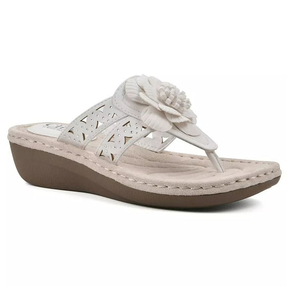 Cliffs by White Mountain Women's 10W & 11W White Cynthia Flower Sandals NIB