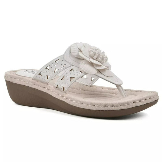 Cliffs by White Mountain Women's 10W & 11W White Cynthia Flower Sandals NIB