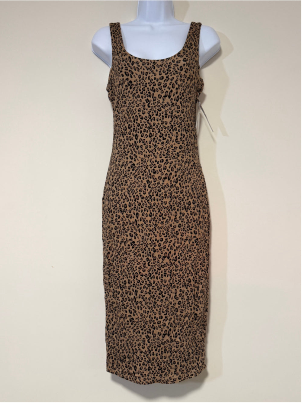 Bar III Women's Petite Cheetah-Print Jersey Midi Dress NWT