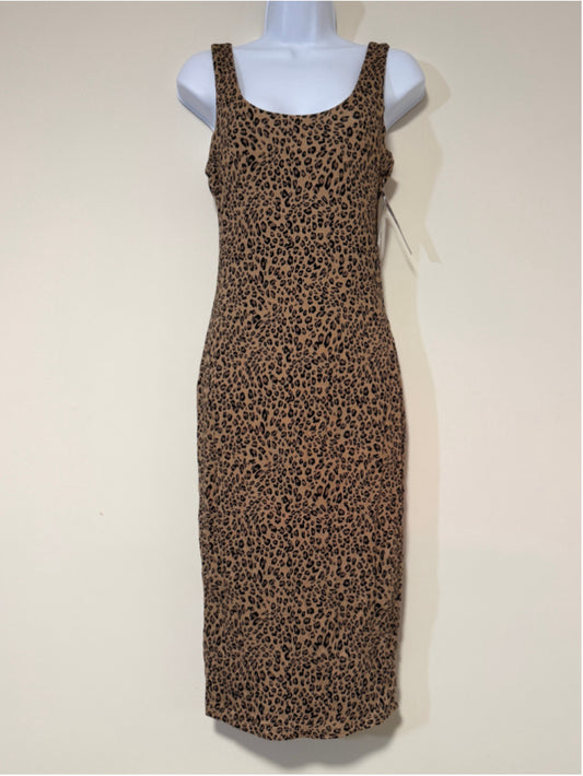 Bar III Women's Petite Cheetah-Print Jersey Midi Dress NWT